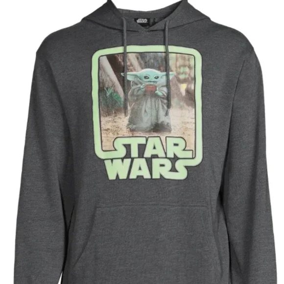 Star Wars The Mandalorian Grogu Baby Yoda Hoodie Men’s XL Gray Color Spring Hood - Picture 2 of 12